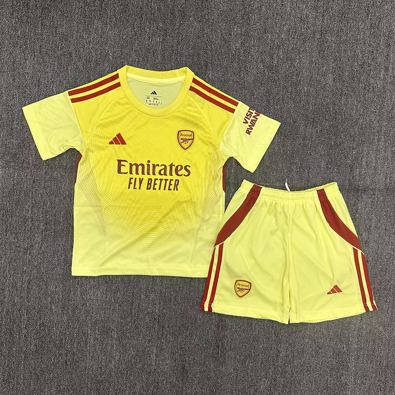 Kids-Arsenal 25/26 GK Yellow Soccer Jersey